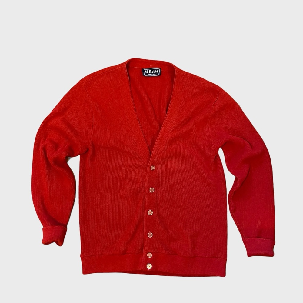 70s vintage bright red cardigan